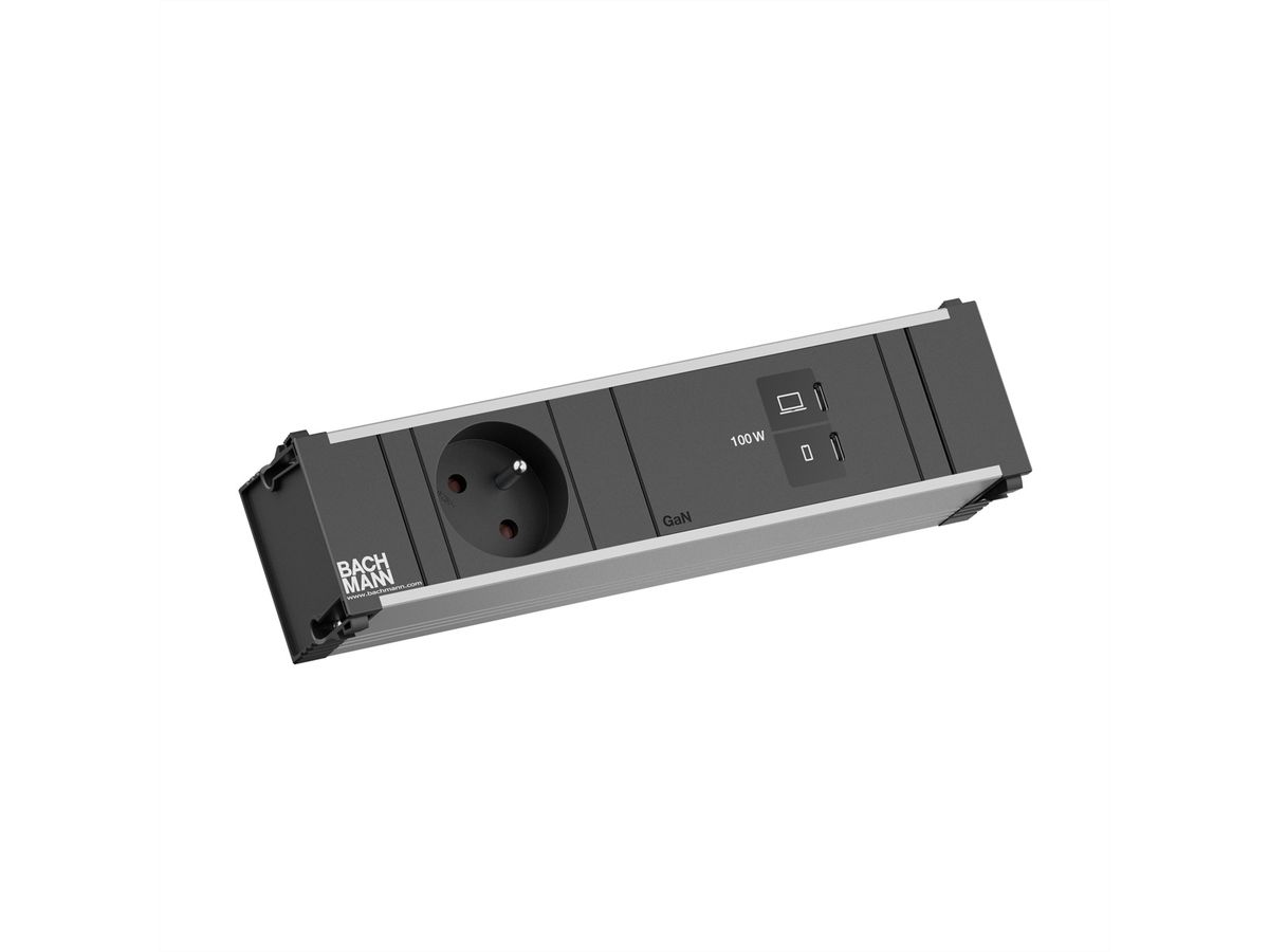 BACHMANN CONI 1xUTE, 1xUSB C/C 100W L=0,2m