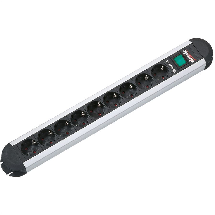 BACHMANN PRIMO Steckdosenleiste 9x Schutzkontakt, Aluminium, mit Schalter, 1,75 m