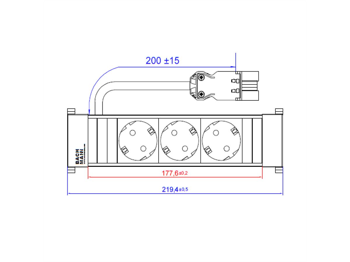 BACHMANN POWER FRAME 3xCEE7/3 kurz Kunststoffprofil