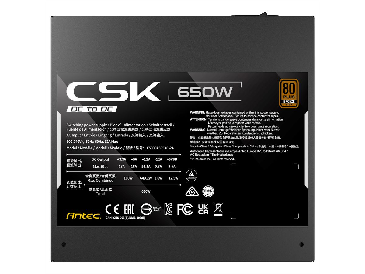 ANTEC CSK650DC PC Netzteil 650W ATX 2.52-kompatibel, schwarz