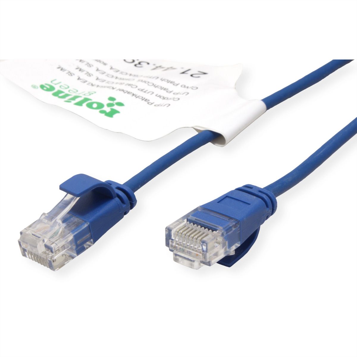 ROLINE GREEN UTP Patchkabel Cat.6A (Class EA), LSOH, slim, blau, 0,15 m