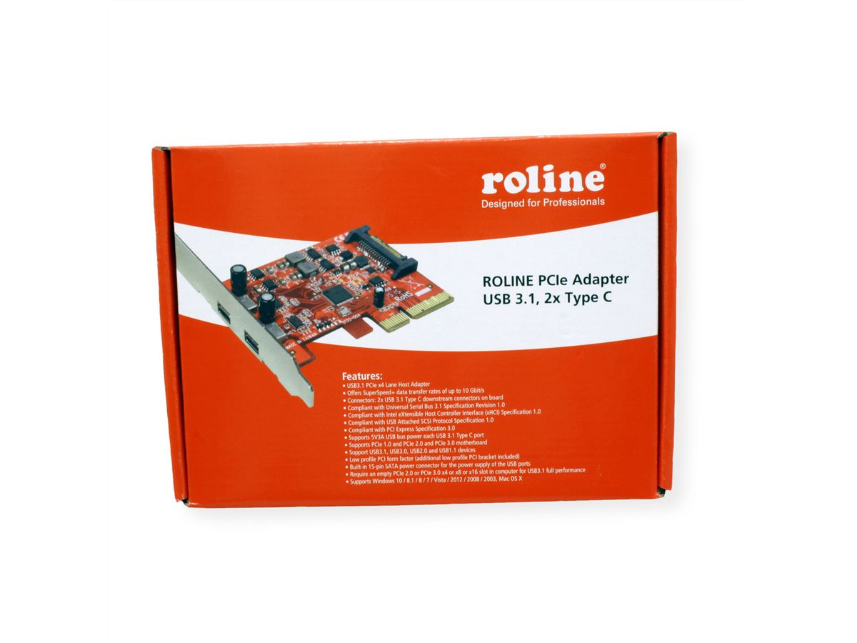 ROLINE PCI-Express-Karte, USB 3.2 Gen 2, 2x USB-C