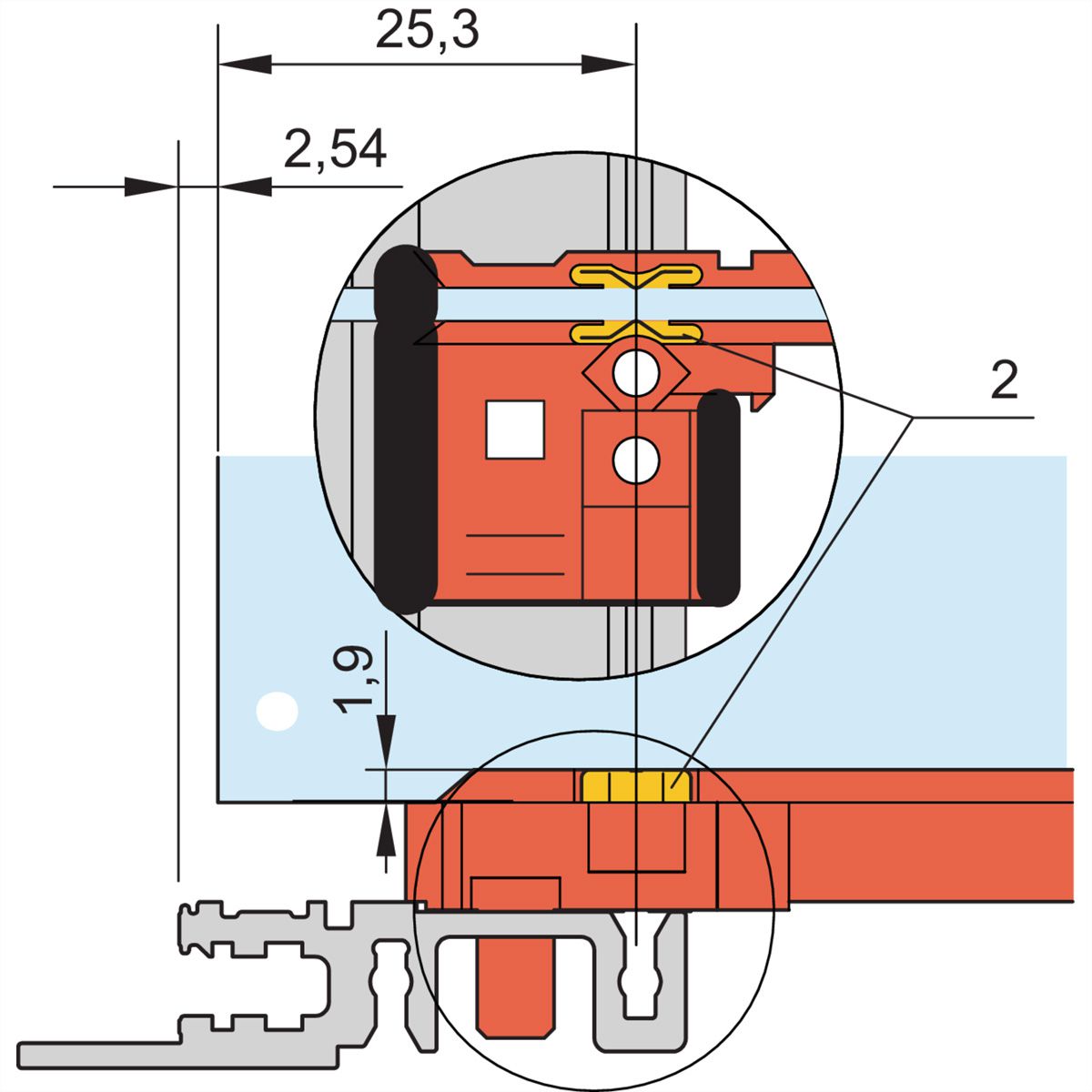 SCHROFF Führungsschiene Typ Zubehör, PC, 280 mm