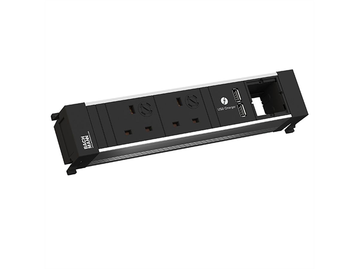 BACHMANN POWER FRAME 2xUK USB Chargr 1CM, Strom 0,2m GST18 United Kingdom