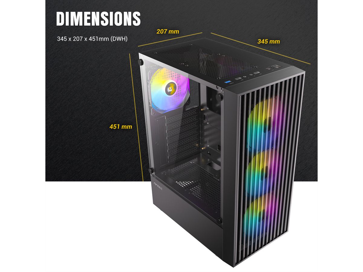 ANTEC AX27 RGB Elite PC Gehäuse Midi Tower Gaming ATX, schwarz