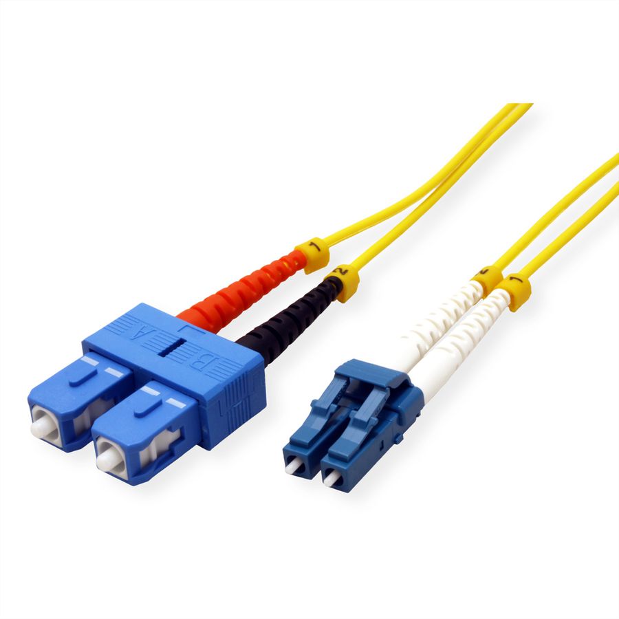 ROLINE LWL-Kabel Duplex, Single Mode 9/125µm OS2, LC/SC, LSOH, gelb, 0,5 m