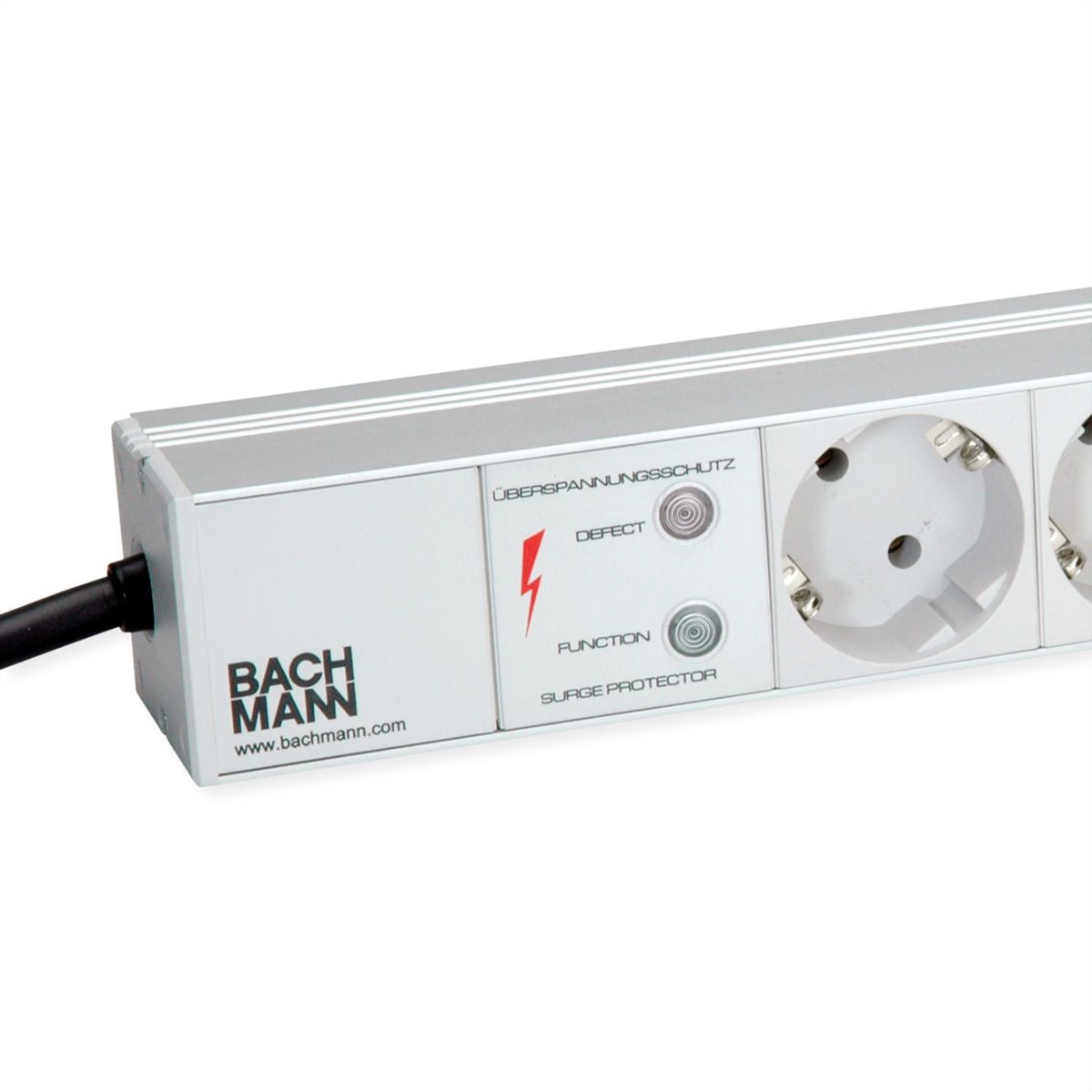 BACHMANN IT PDU ALU 1HE 12x Schutzkontakt, ÜSS, Zuleitung mit Schutzkontaktstecker