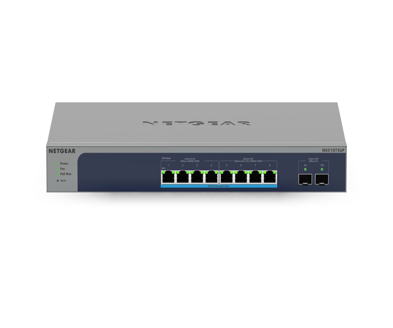 NETGEAR MS510TXUP Netzwerk-Switch Managed L2/L3/L4 10G Ethernet (100/1000/10000) Power over Ethernet (PoE) Grau, Blau
