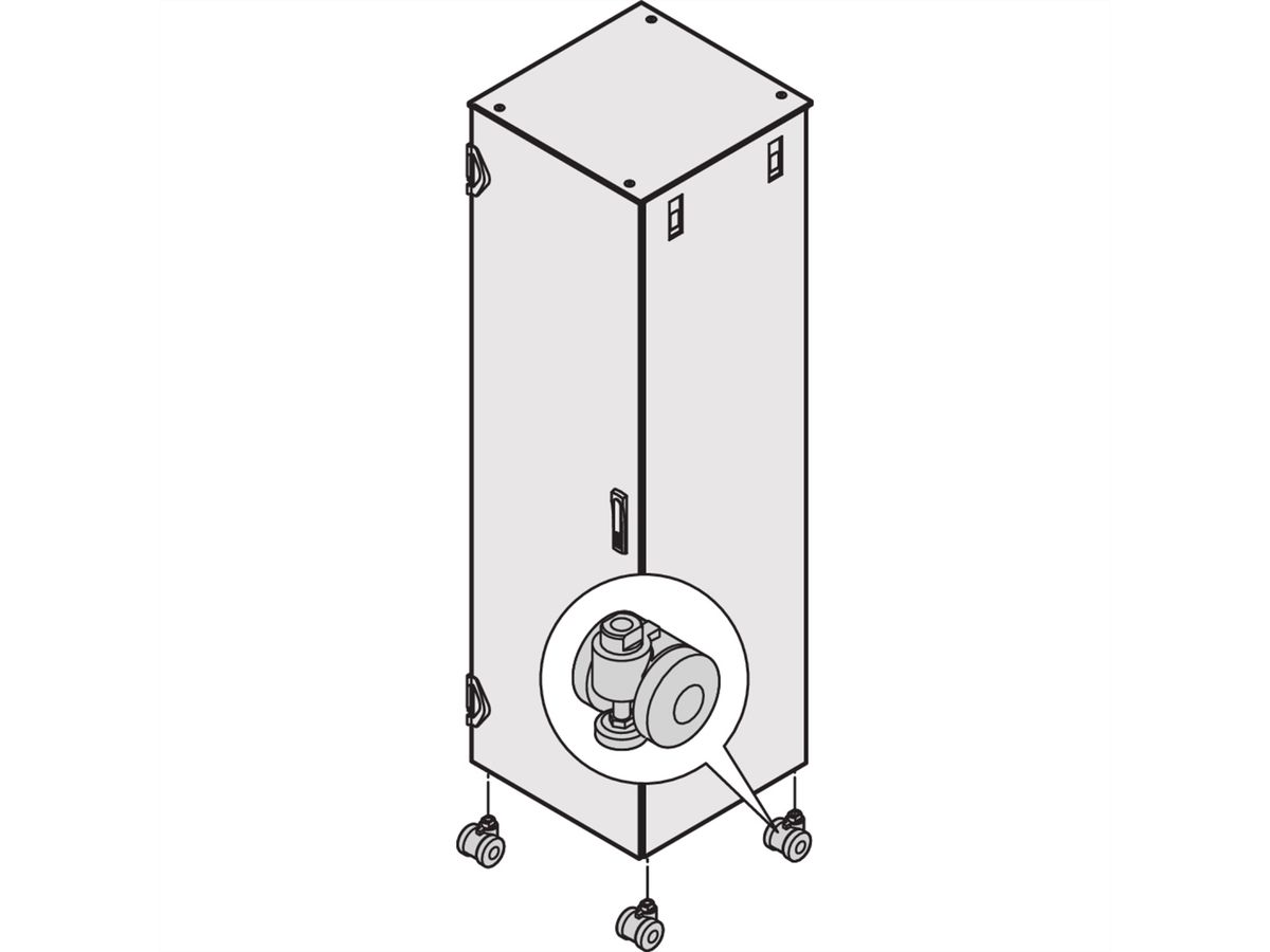 SCHROFF Lenkrollen mit integrierten Nivellierfüssen - LENKROLLEN M.NIV.FUES. 400KG