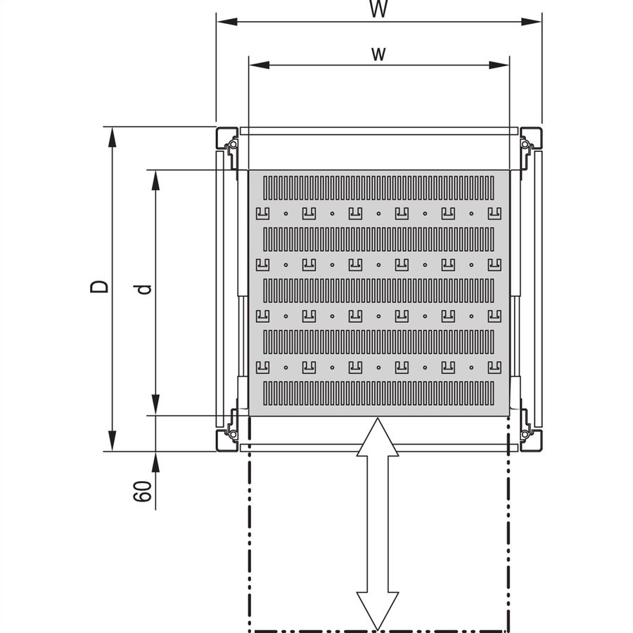 SCHROFF Fachboden ausziehbar (Universal eurorack) - FACHB.UNI.TELE.600B600T 7021