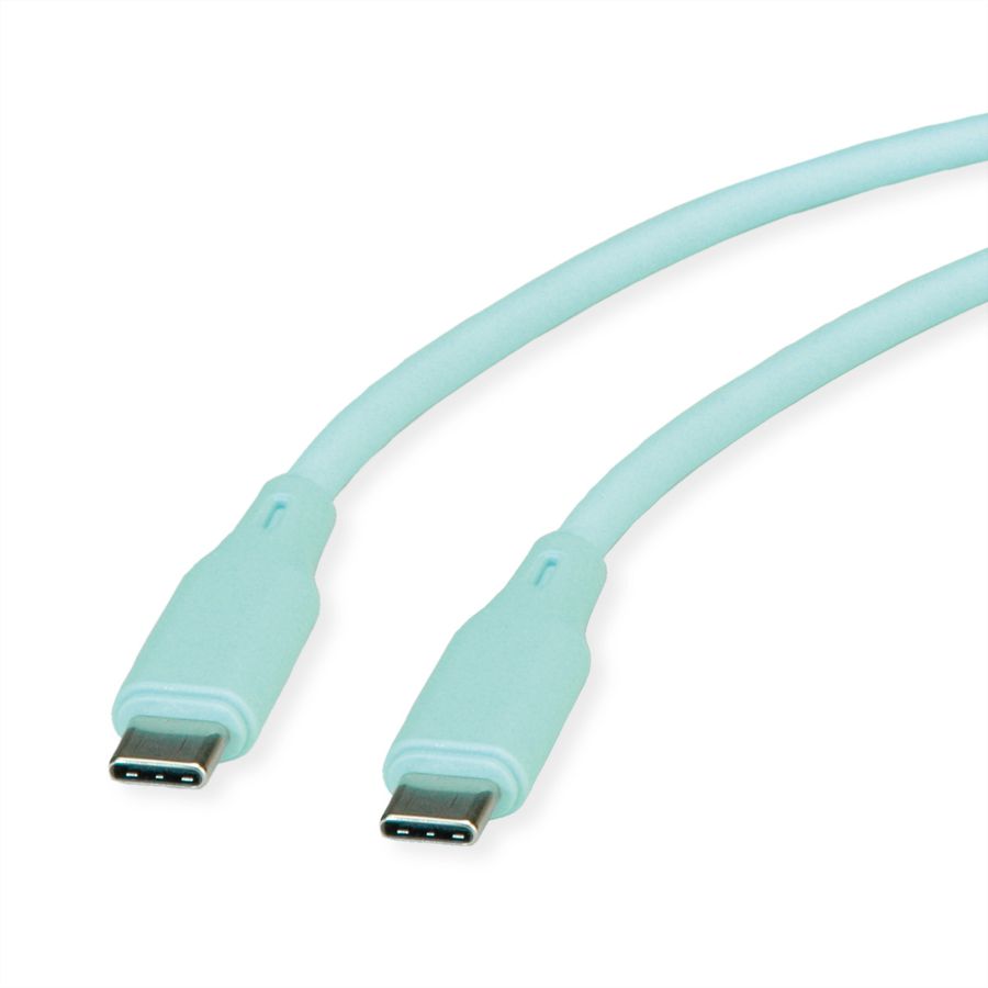 ROLINE USB 2.0 Kabel, Typ C-C, ST/ST, Silikon, 60W, grün, 1 m