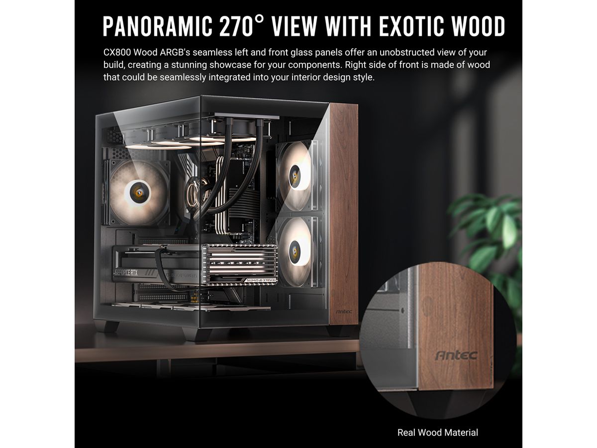 ANTEC CX800 ARGB_B PC Gehäuse Midi Tower Wood ATX