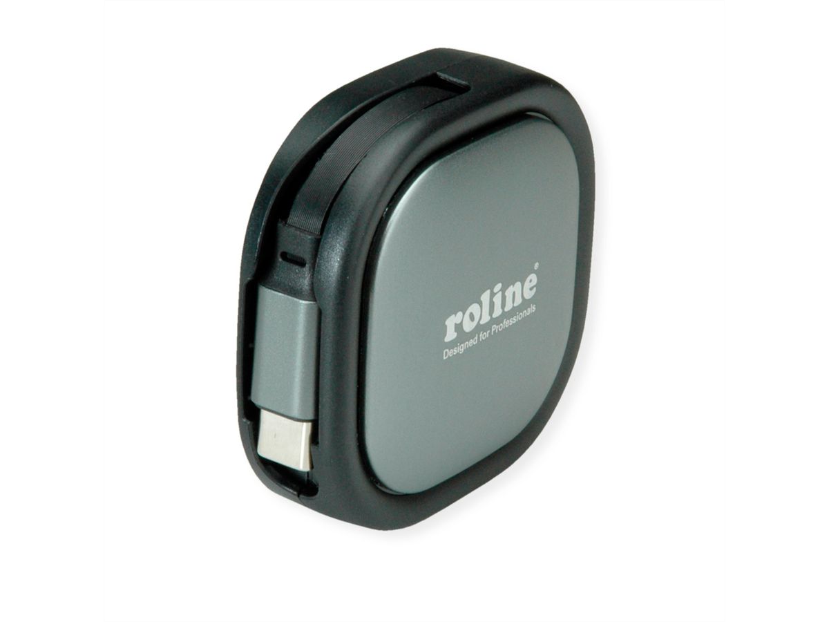 ROLINE USB 2.0 Aufrollbares Kabel, C-C ST/ST, schwarz, 1,2 m