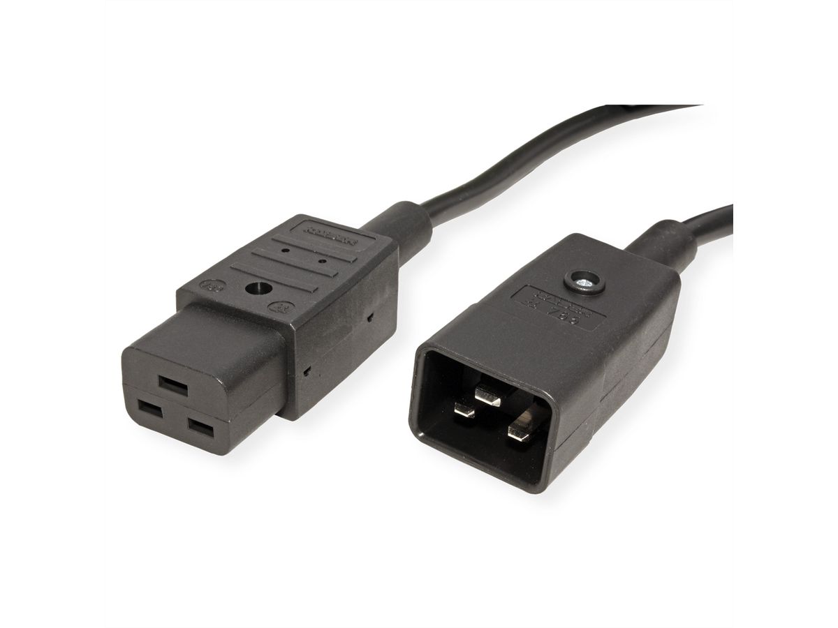 BACHMANN Netzkabel IEC320/C19-C20 16A/250V Kaltgeräteanschluss, schwarz, 2 m