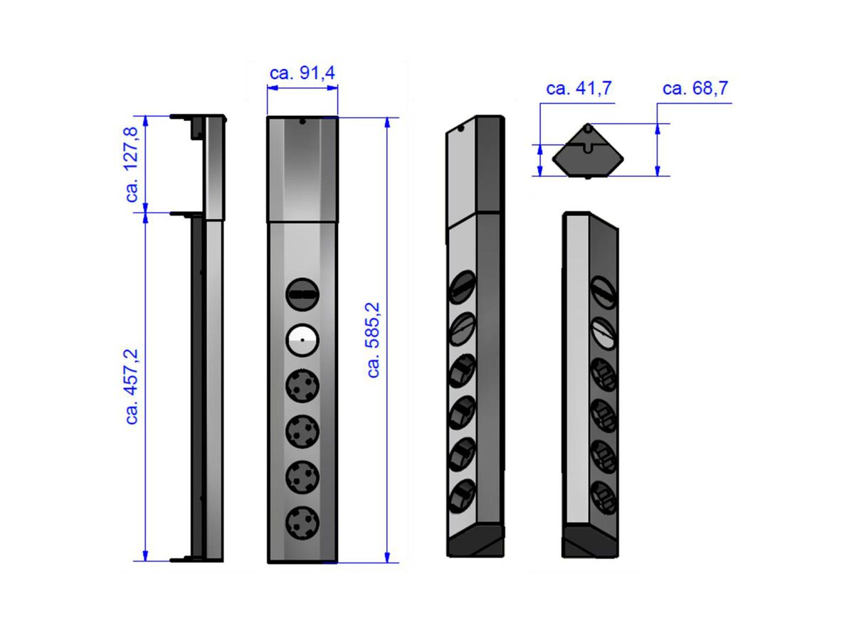 BACHMANN CASIA 4x Schutzkontakt, Schalter, USB-Charger, Edelstahl