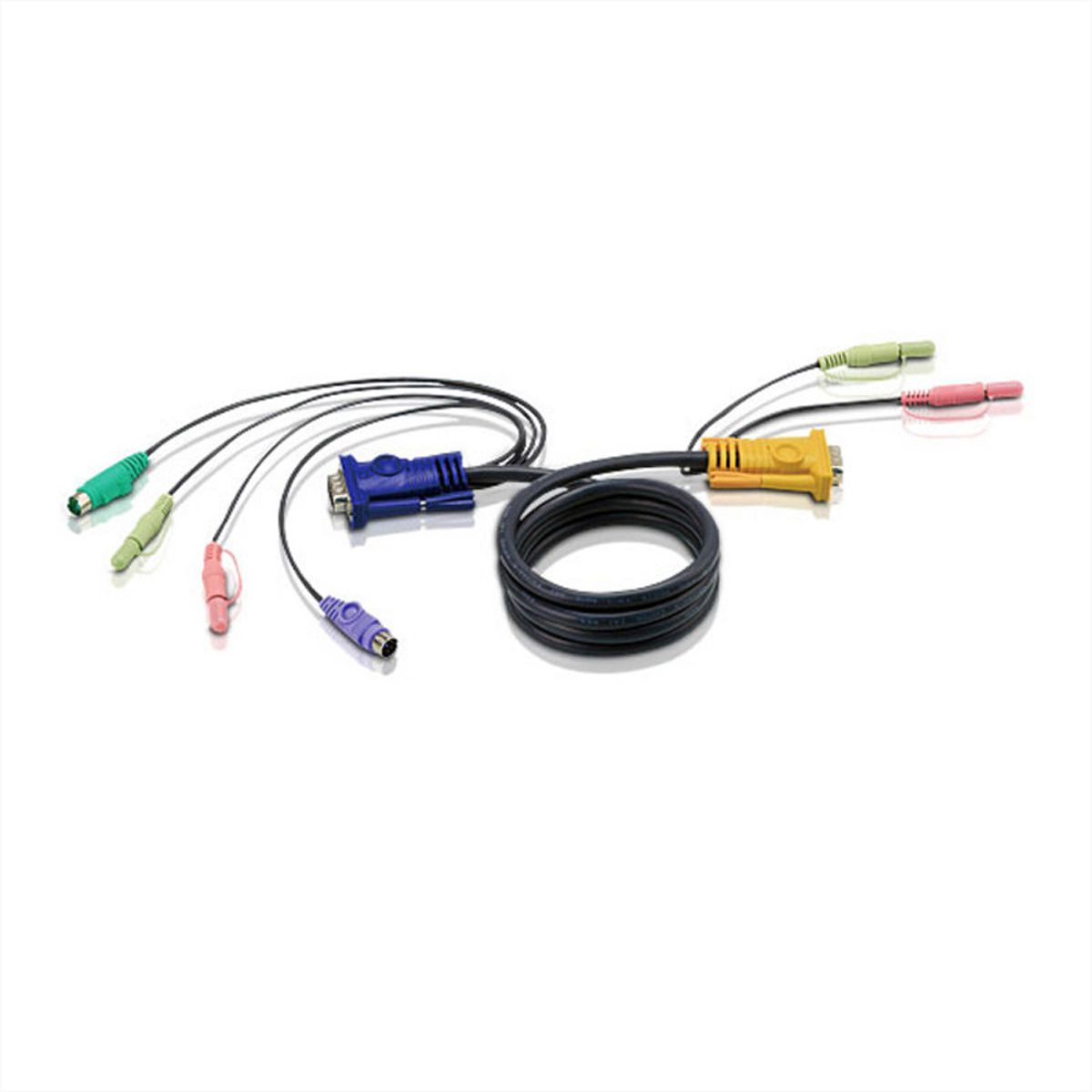 ATEN 2L-5303P KVM Kabel VGA, PS/2 und Audio, schwarz, 3 m