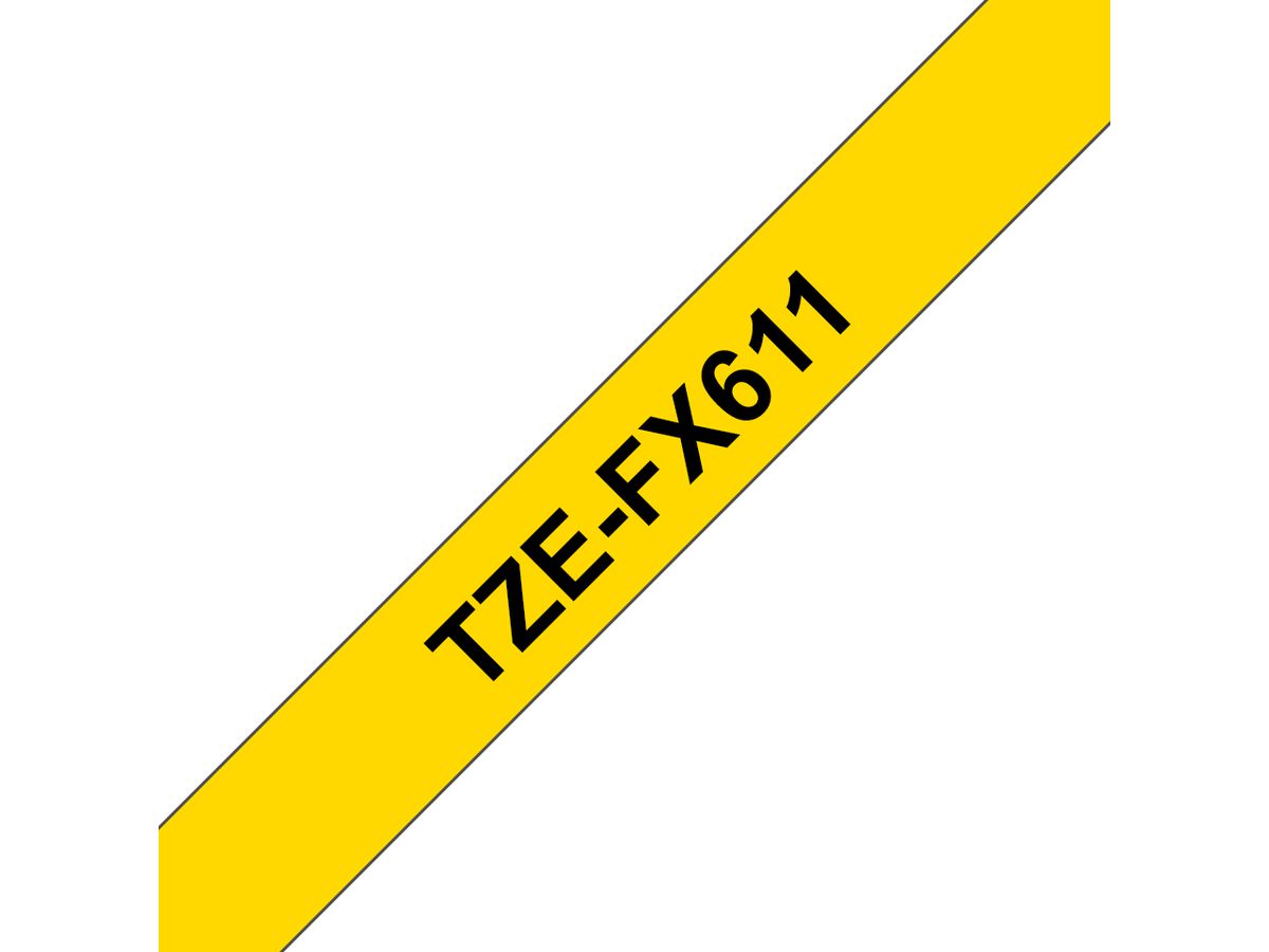 Brother TZE-FX611 Etiketten erstellendes Band Schwarz auf gelb