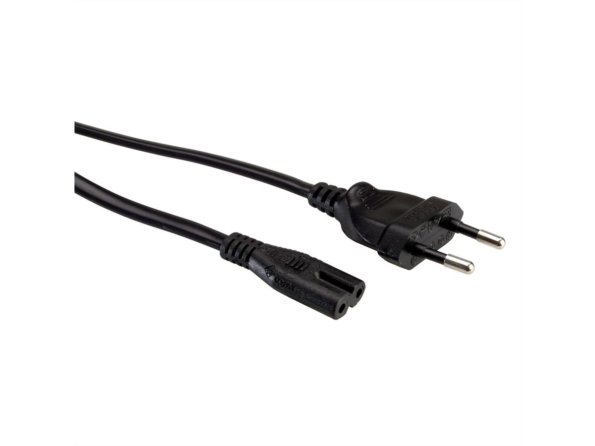 VALUE Netzkabel Euro-Flachstecker auf C7, 2polig, schwarz, 1,8 m