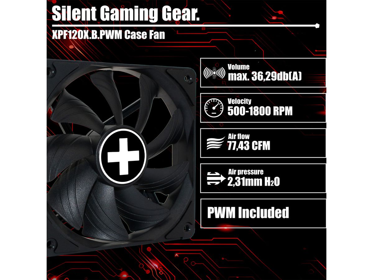 Xilence XPF120X.B.PWM 120mm PWM FDB Gehäuselüfter, 4PIN, schwarz