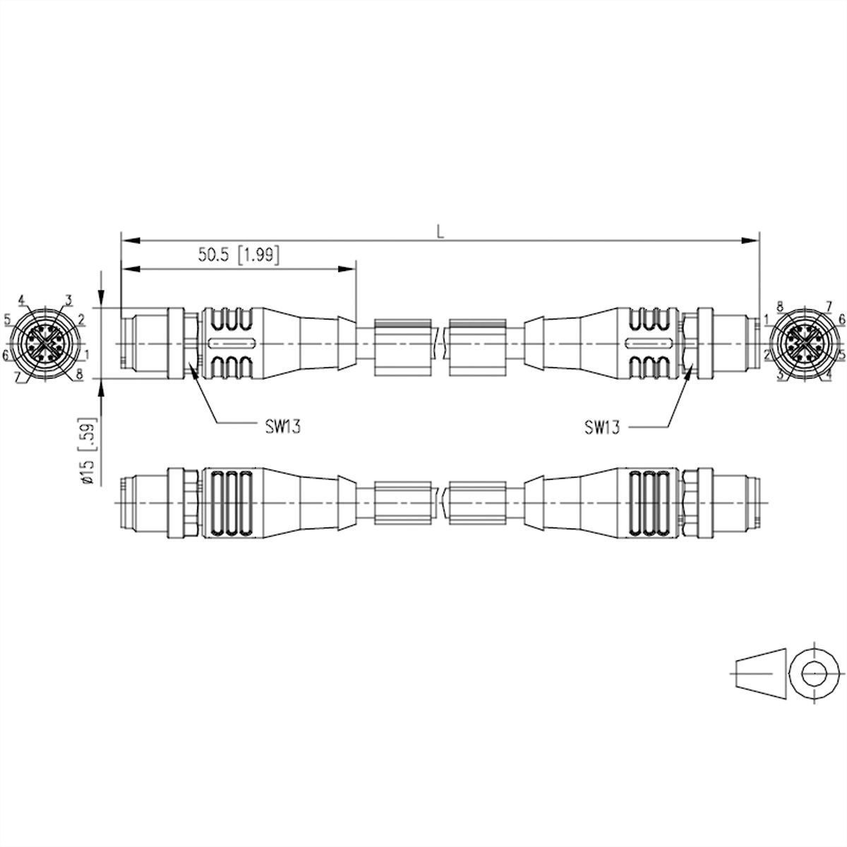 METZ CONNECT Verbindungsleitung M12 ST-M12 ST, 8-pol X-kodiert, gerade-gerade, 5 m
