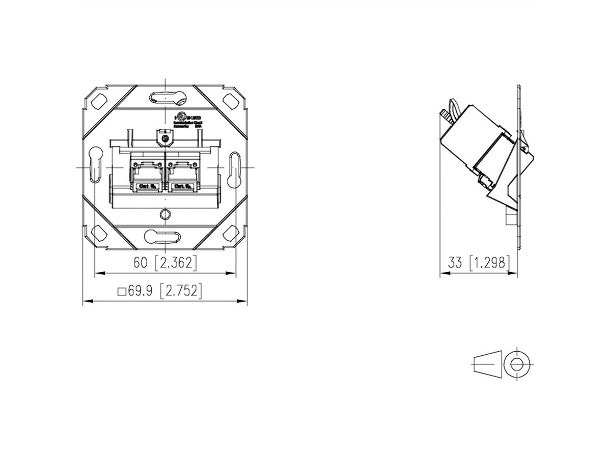 METZ CONNECT C6Amodul 2 Port 180°M UP0-Dose, reinweiß RAL9010