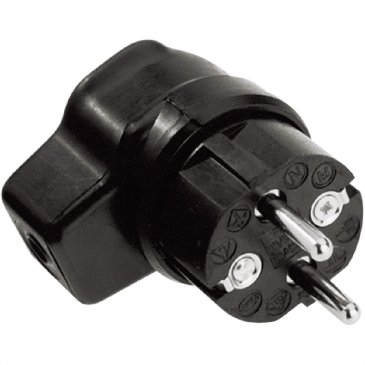BACHMANN Vollgummi-Winkelstecker, schwarz mit Schutzkontakt 