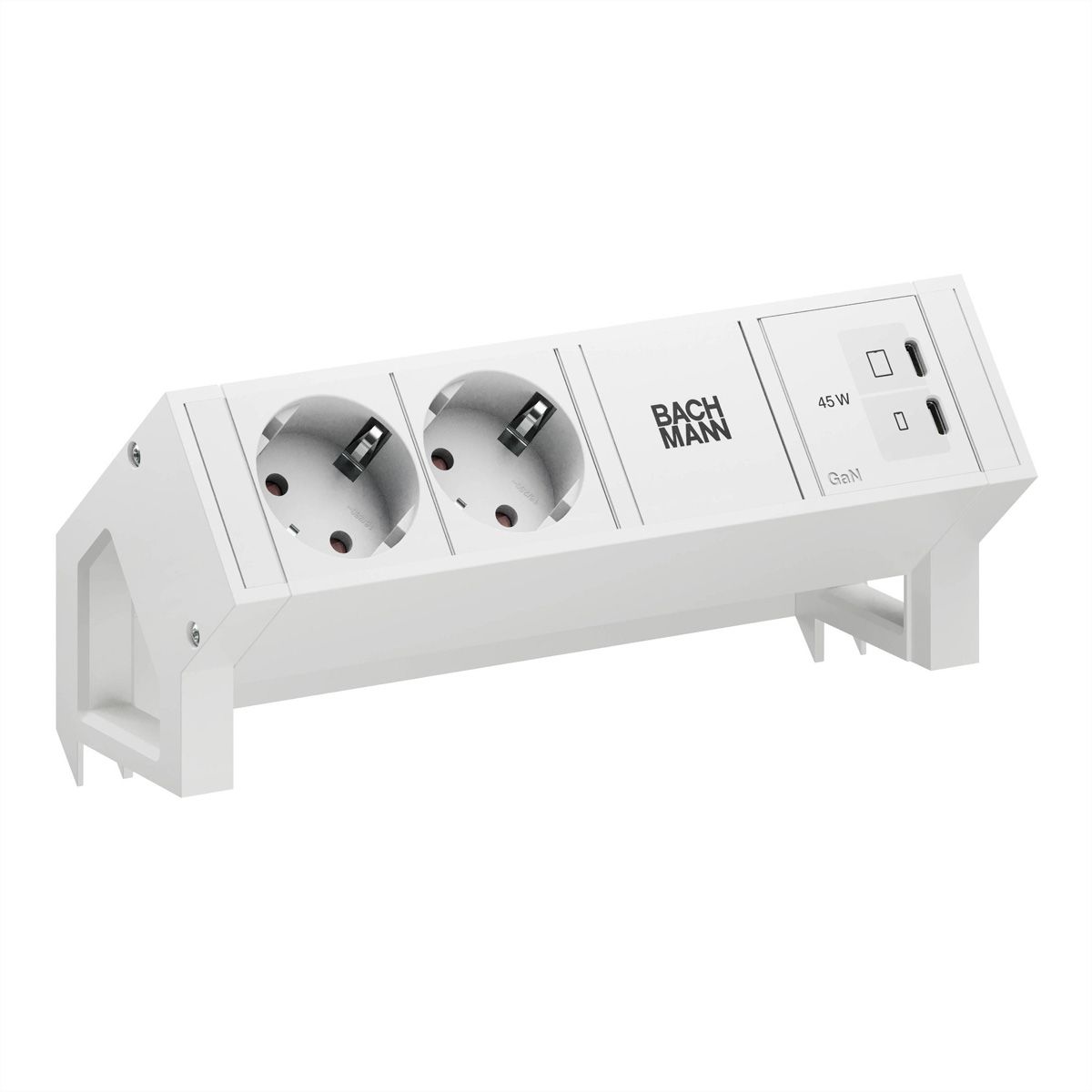 BACHMANN DESK2 PURE WHITE 2xCEE7/3, 1xUSB C/C 45W L=0,2m RAL9010