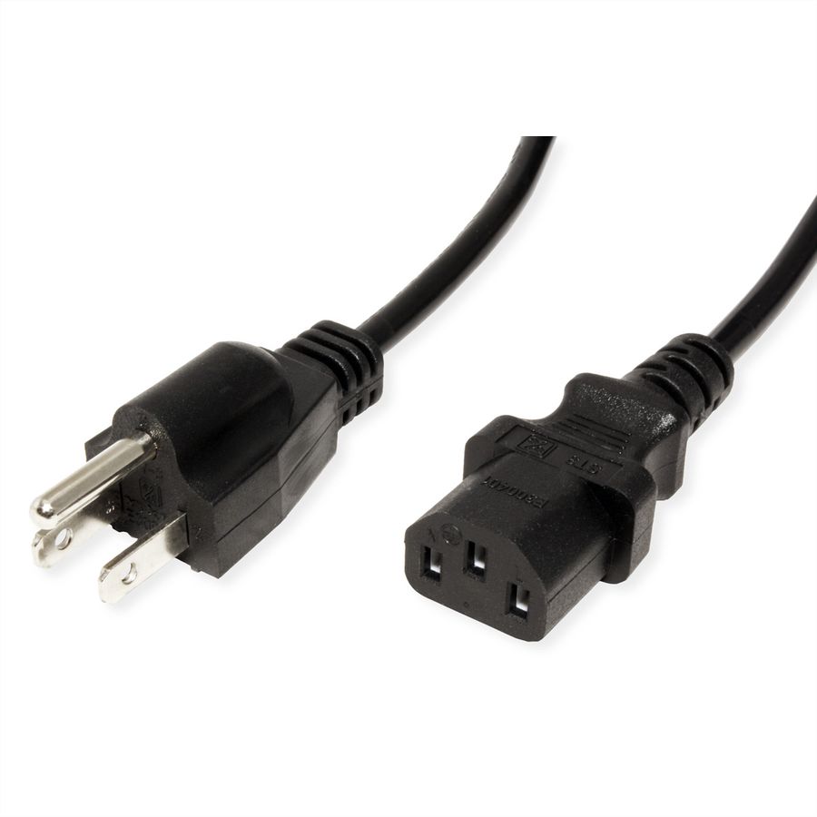 VALUE Netzkabel NEMA-5 auf C13 für USA, schwarz, 1,8 m