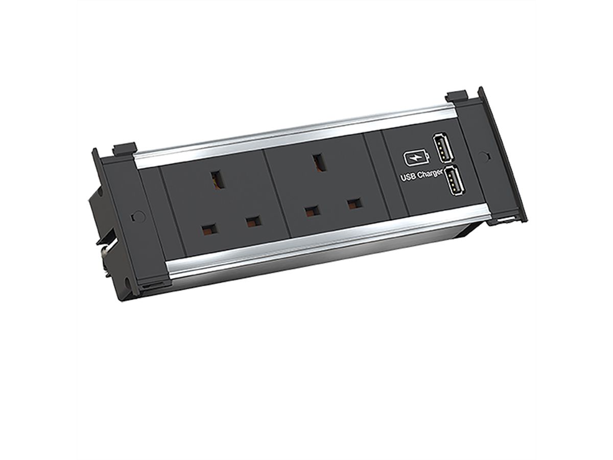 BACHMANN KAPSA S 2xUK 90° USB Charger, Strom 2,0m UK 13A United Kingdom