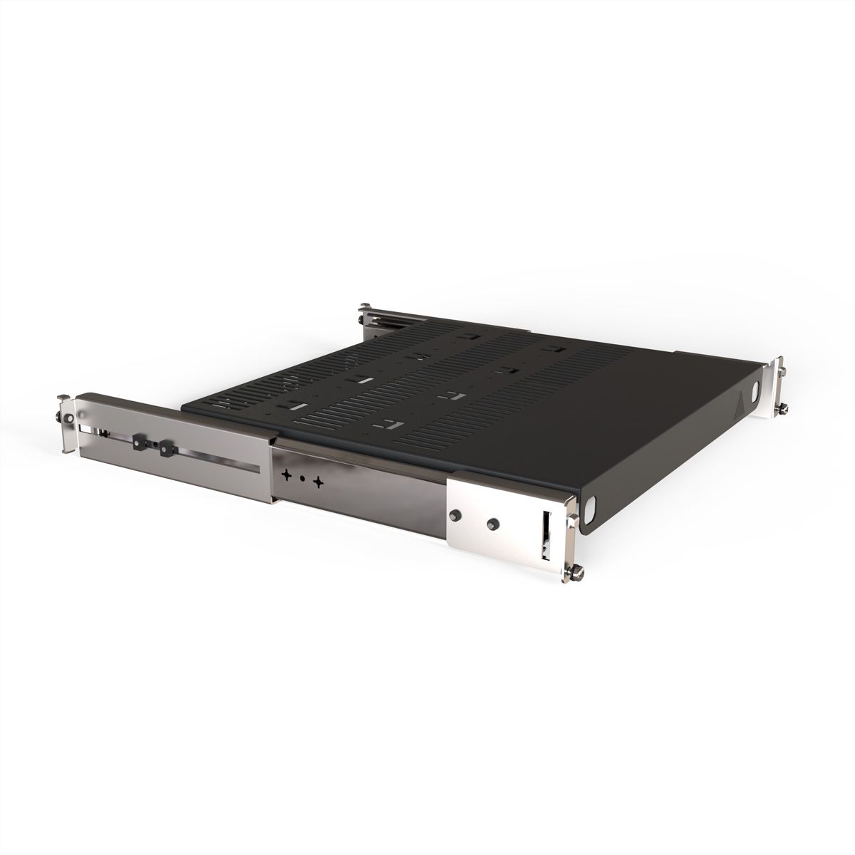 SCHROFF 19''- / Gestell- Fachboden ausziehbar, verkürzt um 100 mm - 19"FA AUS 2HE C=500 RED 7021