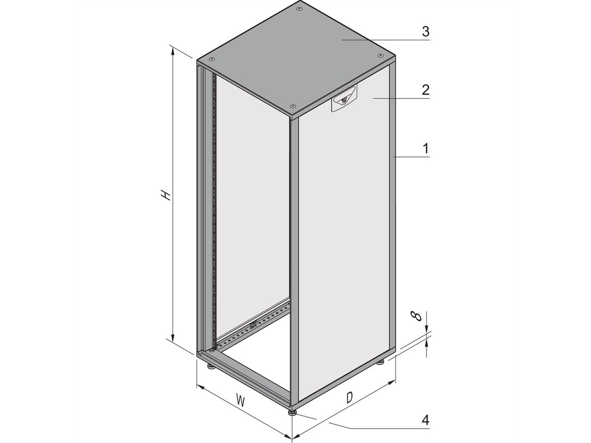 SCHROFF 19"-Schrank, Tür- und Rückwandkombination frei wählbar - NOVASTAR 20HE553B600T 7021-35