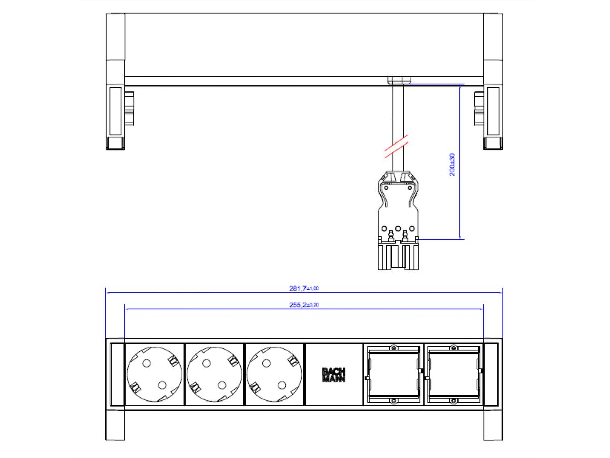 BACHMANN DESK2 3x Schutzkontakt 2x ABD GST18, weiß