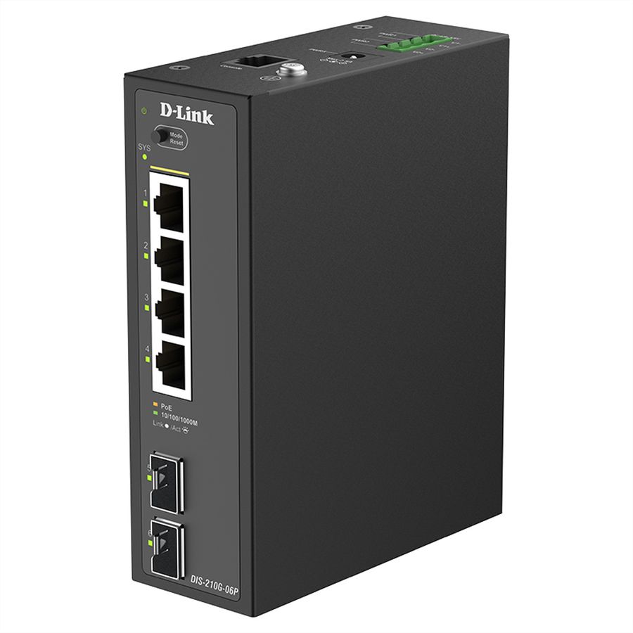 D-Link DIS-210G-06P 6-Port Switch, Smart Managed Gigabit PoE Industrial