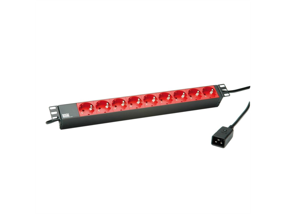 BACHMANN 19" Steckdosenleiste 9x Schutzkontakt C20-Stecker, schwarz