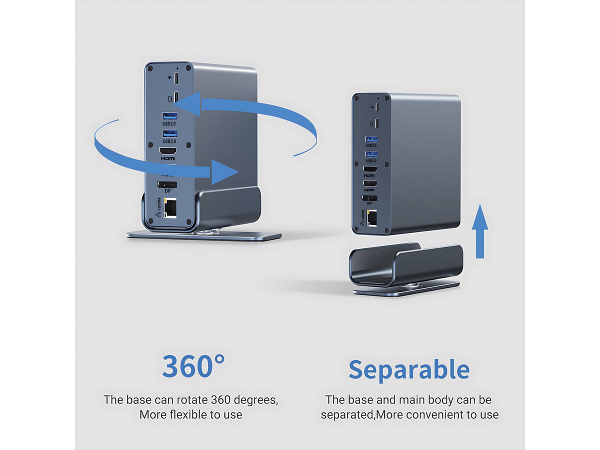 VALUE USB Typ C Docking Station 16in1, 2x HDMI 4K60, 1x DP 4K60, 1x Gigabit Ethernet, 5x USB A, 2x USB C, 1x Typ C PD, 1x SD/microSD, 1x Audio