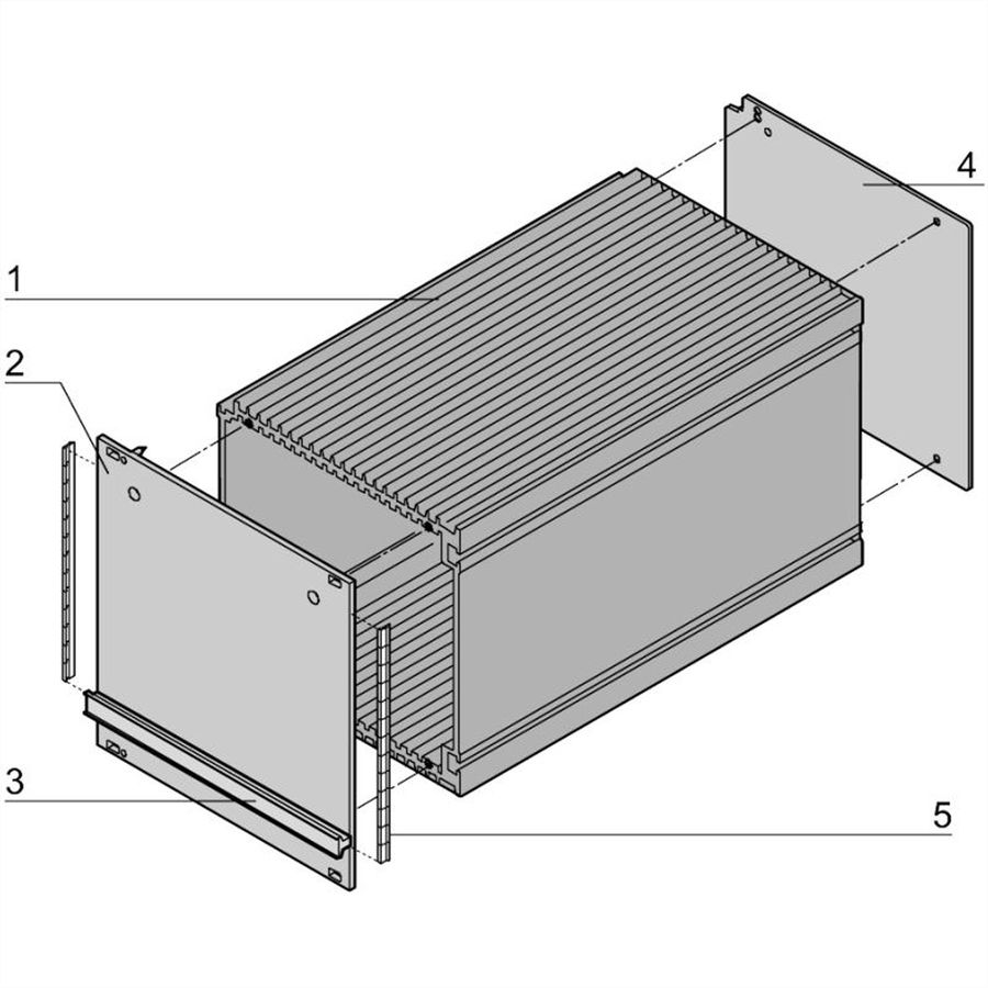 SCHROFF HF-Kassetten, 3 HE-Bausätze, Frontplatte geschirmt - HF-KASSETTE 3HE 10TE 167T