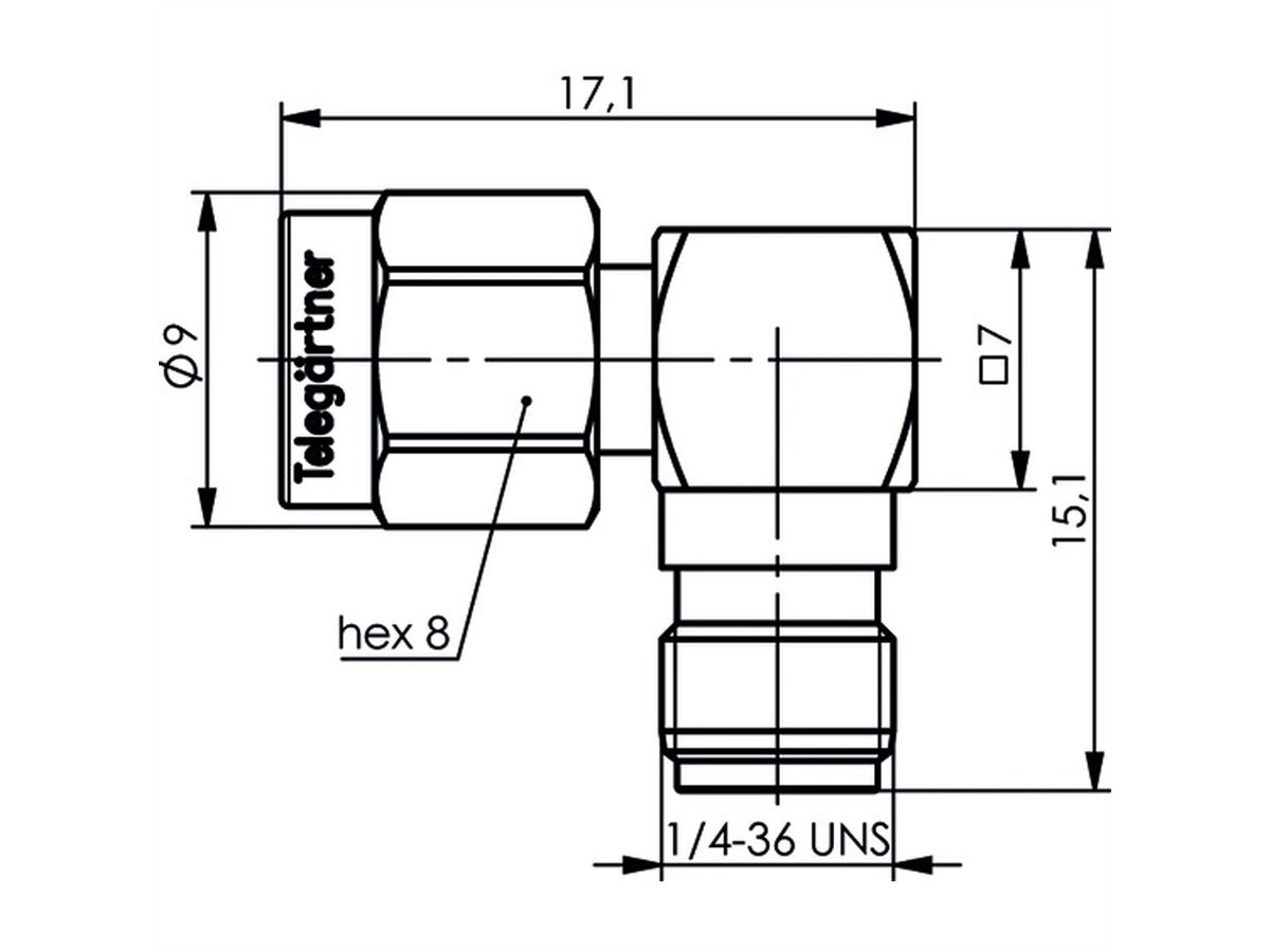 TELEGÄRTNER SMA-Verbinder Stecker/Buchse vergoldet, gewinkelt