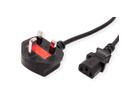 VALUE UK Netzkabel, gerade IEC-Buchse, 10A, schwarz, 3 m