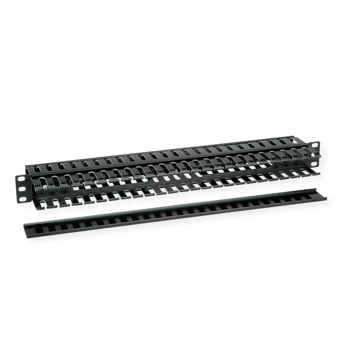 VALUE 19-Zoll-Frontplatte 1 HE, beidseitig mit Kabelkanal, schwarz
