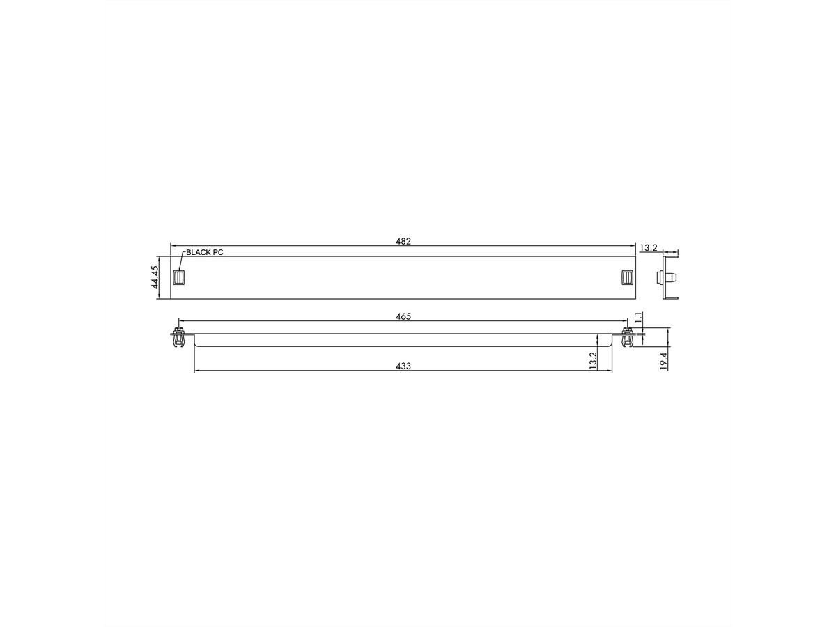 VALUE 19"-Blindplatte Snap-in, 1 HE, RAL 9005 Tiefschwarz