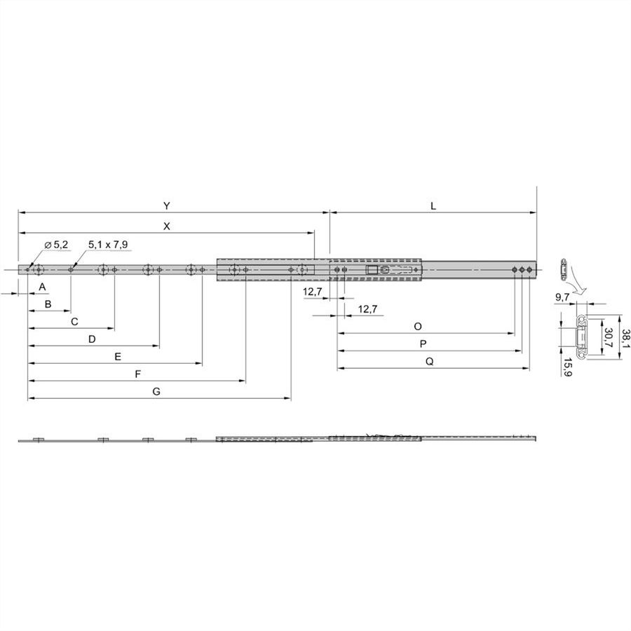 SCHROFF Universal 1 HE Teleskopschiene - TELESK.SCH.UNIV.1HE 406T (2X)