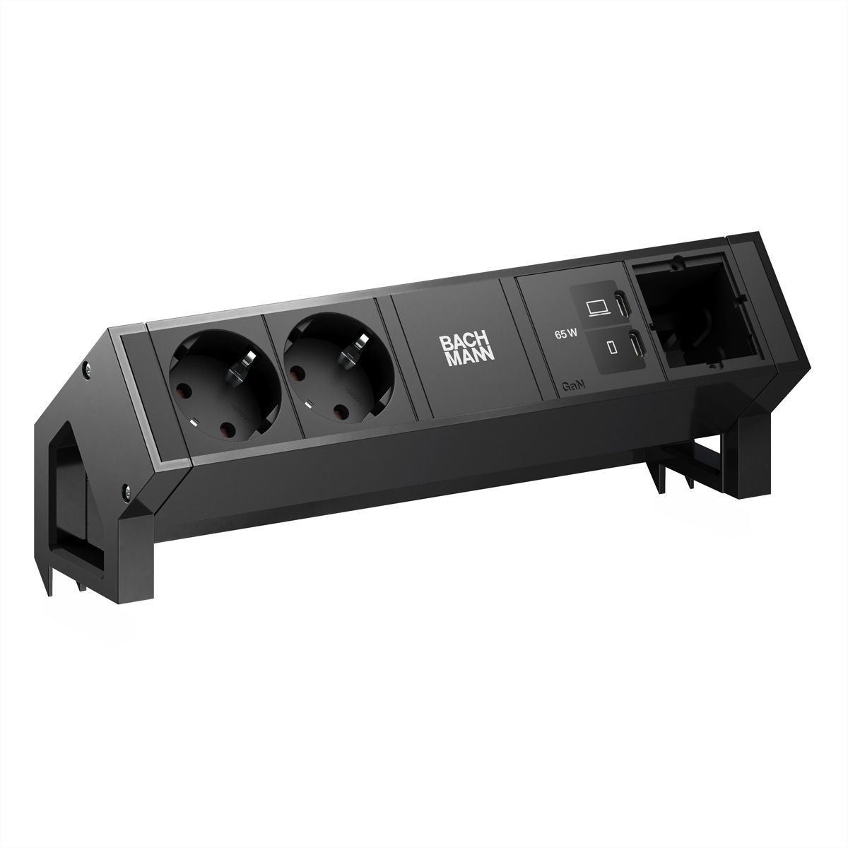 BACHMANN DESK2 2xCEE7/3 1xUSB C/C 65W, 1xCM L=0,2m RAL9005