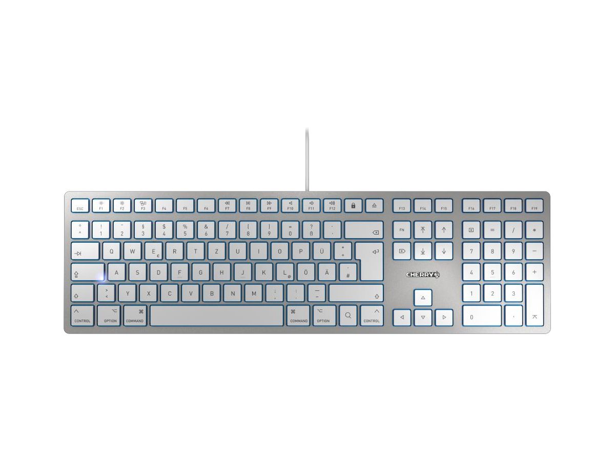 CHERRY KC 6000 SLIM für MAC Kabelgebundene Tastatur, Silber/ Weiß, USB (QWERTZ - DE)
