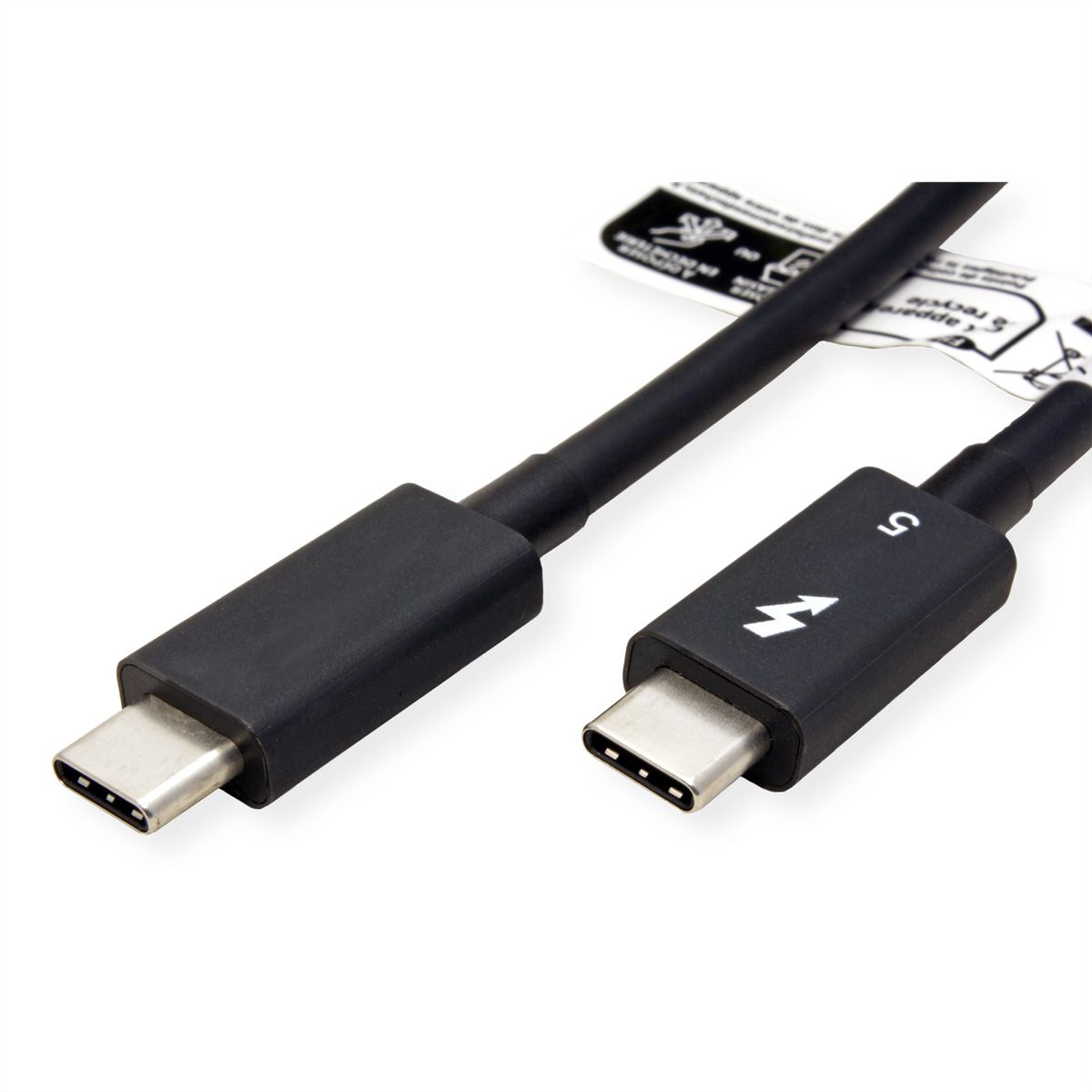 ROLINE Thunderbolt™ 5 Kabel, USB C-C, ST/ST, 8K UHD-2, 80Gbit/s, 240W, passiv, schwarz, 0,5 m