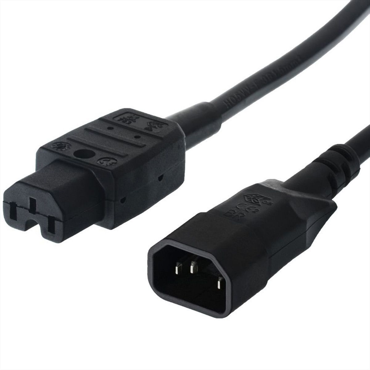BACHMANN Netzkabel Kaltgerätestecker-Stecker auf Warmgeräte-Kupplung, IEC320 C14/C15 H05VV-F, 2 m