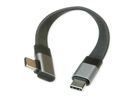 ROLINE USB4 2.0 Flachkabel, C–C, ST/ST einseitig 90°-gewinkelt, 8K UHD-2, 80Gbit/s, 240W, schwarz, 0,13 m