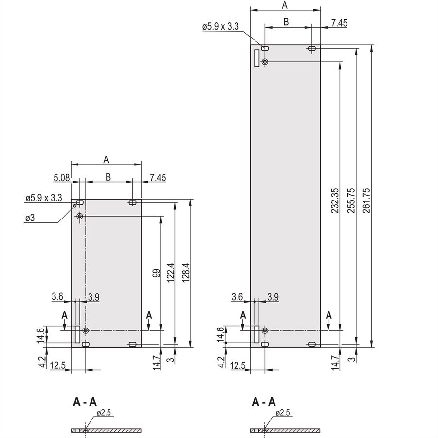 SCHROFF Frontplatte ungeschirmt für Steckbaugruppe mit Aushebegriff in Trapezform - FRONTPLAT.EMC 6HE 7TE EL/CR