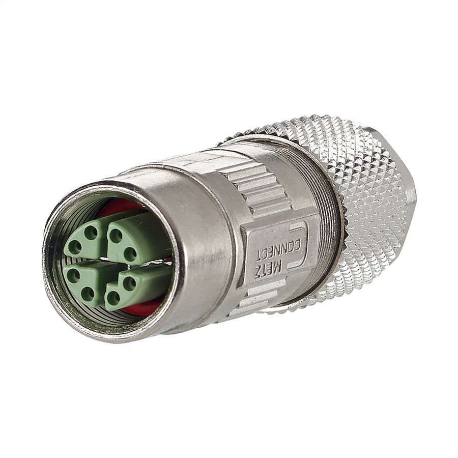METZ CONNECT M12 Buchse IP67 gerade geschirmt, X-kodiert, Cat.6A