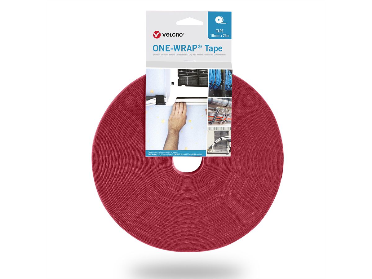 VELCRO® One Wrap® Band 25 mm breit, rot, 25 m