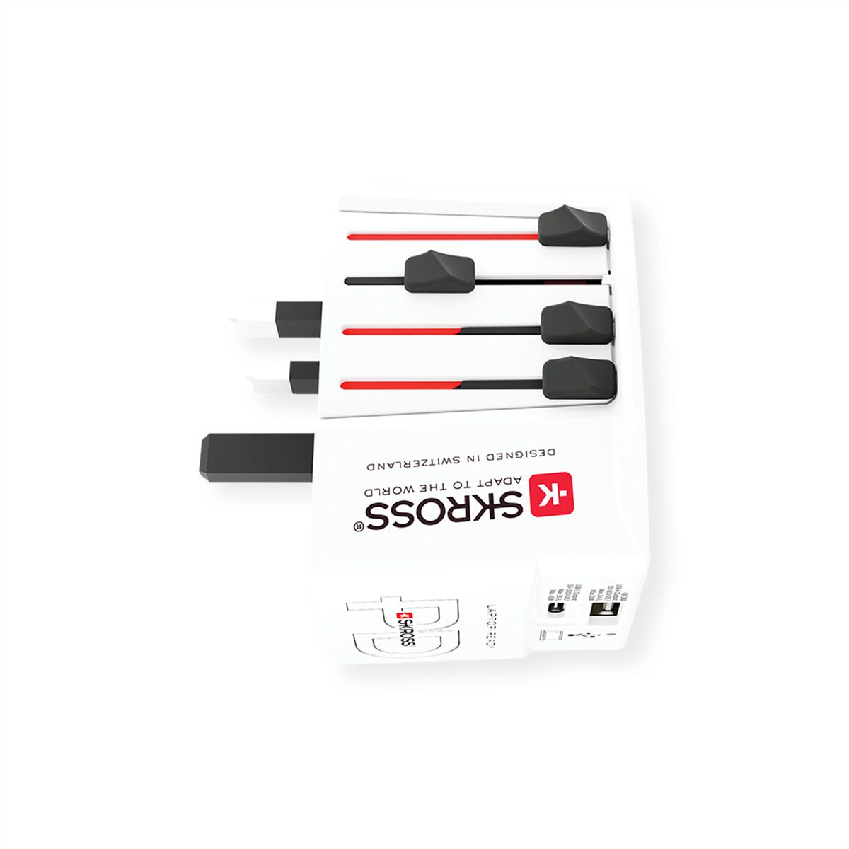 Skross MUV USB A/C 45PD Reiseadapter mit USB-C Kabel, Weltweit